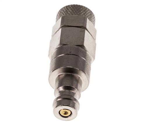 Messing vernickelt DN 5 Luftkupplungsstecker 6x8 mm Überwurfmutter Doppelabsperrung
