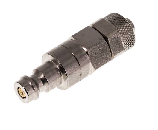 Messing vernickelt DN 5 Luftkupplungsstecker 6x8 mm Überwurfmutter Doppelabsperrung