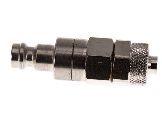 Messing vernickelt DN 5 Luftkupplungsstecker 6x8 mm Überwurfmutter Doppelabsperrung