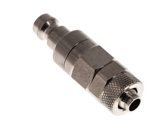 Messing vernickelt DN 5 Luftkupplungsstecker 6x8 mm Überwurfmutter Doppelabsperrung