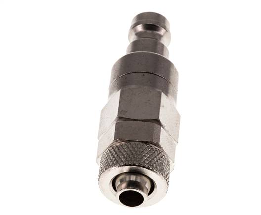Messing vernickelt DN 5 Luftkupplungsstecker 6x8 mm Überwurfmutter Doppelabsperrung