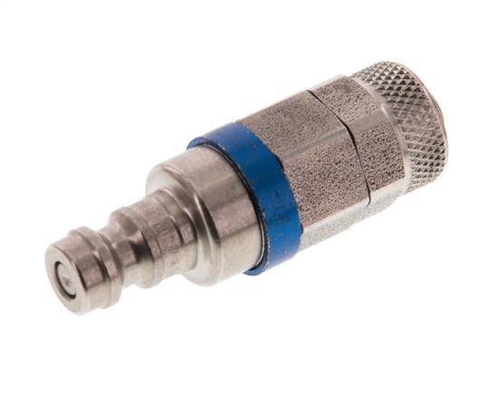 Edelstahl DN 5 Blau Luftkupplungsstecker 6x8 mm Überwurfmutter Doppelabsperrung