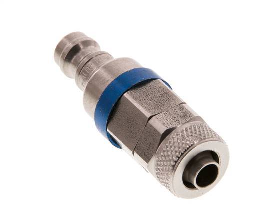 Edelstahl DN 5 Blau Luftkupplungsstecker 6x8 mm Überwurfmutter Doppelabsperrung