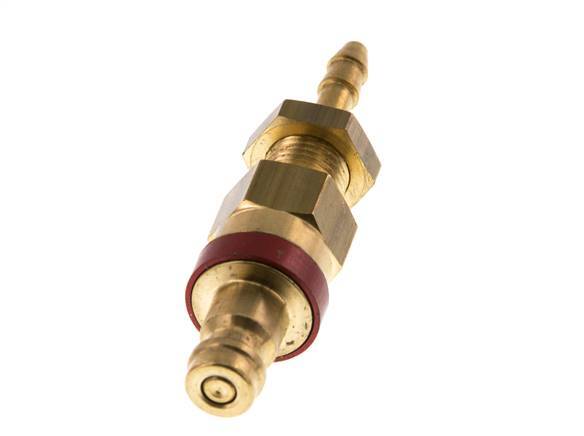 Messing DN 5 Rot Air Coupling Plug 4x6 mm Überwurfmutter Bulkhead Double Shut-Off