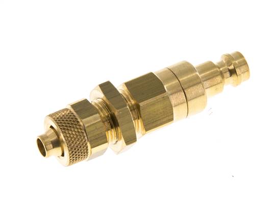 Messing DN 5 Luftkupplungsstecker 6x8 mm Überwurfmutter Bulkhead Doppelabsperrung