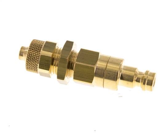 Messing DN 5 Luftkupplungsstecker 6x8 mm Überwurfmutter Bulkhead Doppelabsperrung