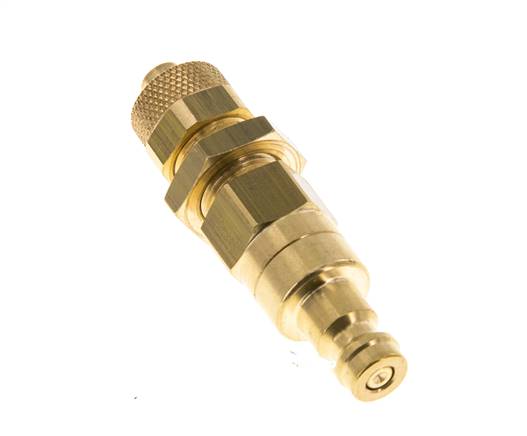 Messing DN 5 Luftkupplungsstecker 6x8 mm Überwurfmutter Bulkhead Doppelabsperrung
