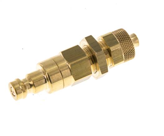 Messing DN 5 Luftkupplungsstecker 6x8 mm Überwurfmutter Bulkhead Doppelabsperrung
