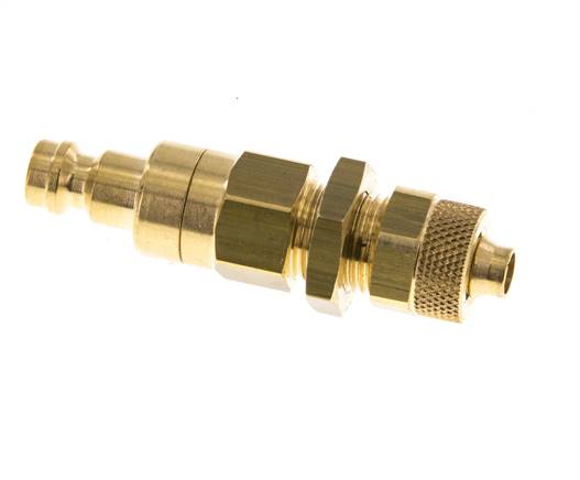 Messing DN 5 Luftkupplungsstecker 6x8 mm Überwurfmutter Bulkhead Doppelabsperrung