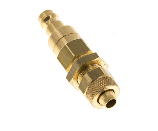 Messing DN 5 Luftkupplungsstecker 6x8 mm Überwurfmutter Bulkhead Doppelabsperrung
