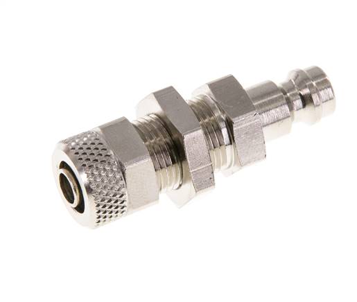 Messing vernickelt DN 5 Luftkupplungsstecker 6x8 mm Überwurfmutter Bulkhead