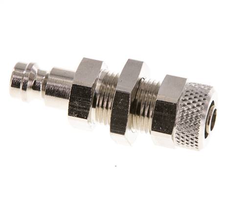 Messing vernickelt DN 5 Luftkupplungsstecker 6x8 mm Überwurfmutter Bulkhead