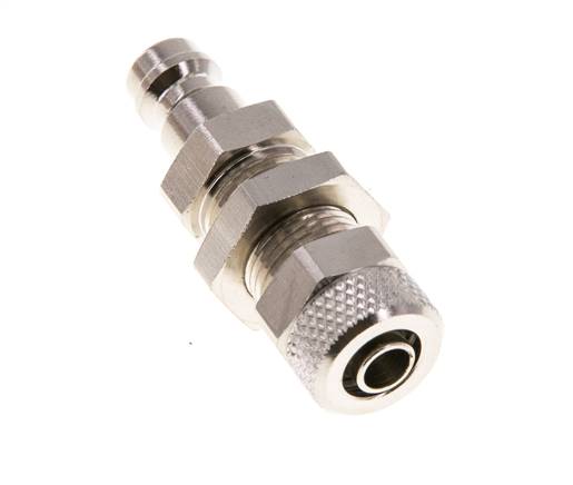 Messing vernickelt DN 5 Luftkupplungsstecker 6x8 mm Überwurfmutter Bulkhead