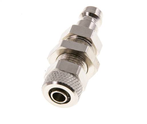 Messing vernickelt DN 5 Luftkupplungsstecker 6x8 mm Überwurfmutter Bulkhead