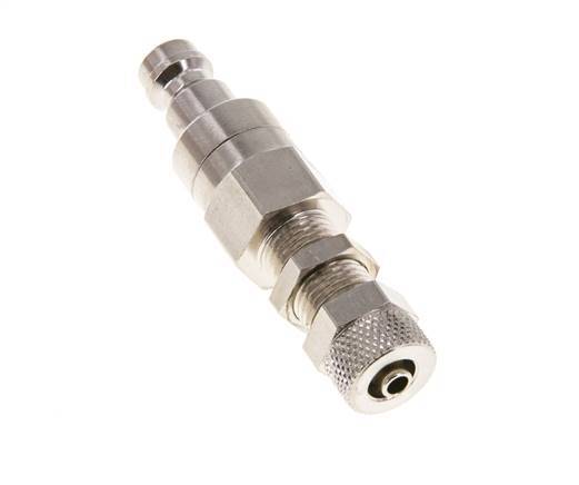 Nickel-plated Brass DN 5 Air Coupling Plug 4x6 mm Union Nut Bulkhead Double Shut-Off