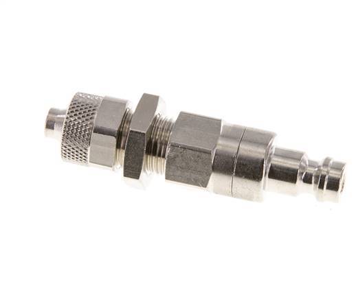 Messing vernickelt DN 5 Luftkupplungsstecker 6x8 mm Überwurfmutter Bulkhead Doppelabsperrung