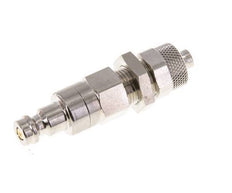 Messing vernickelt DN 5 Luftkupplungsstecker 6x8 mm Überwurfmutter Bulkhead Doppelabsperrung