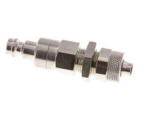 Messing vernickelt DN 5 Luftkupplungsstecker 6x8 mm Überwurfmutter Bulkhead Doppelabsperrung