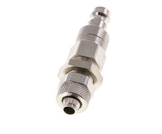 Messing vernickelt DN 5 Luftkupplungsstecker 6x8 mm Überwurfmutter Bulkhead Doppelabsperrung