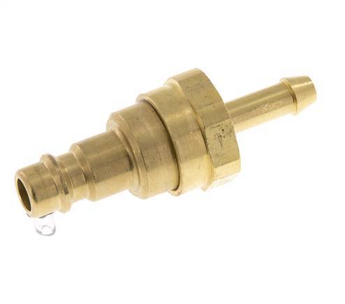 Messing DN 7,2 (Euro) Luftkupplungsstecker 6 mm Schlauchsäule mit Rückschlagventil