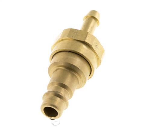 Messing DN 7,2 (Euro) Luftkupplungsstecker 6 mm Schlauchsäule mit Rückschlagventil