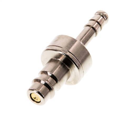Messing vernickelt DN 7.2 (Euro) Luftkupplungsstecker 6 mm Schlauchsäule Doppelabsperrung