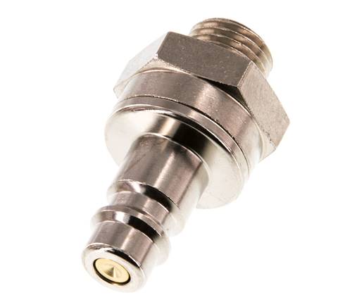 Messing vernickelt DN 7.2 (Euro) Luftkupplungsstecker G 1/4 Zoll Außengewinde Doppelabsperrung