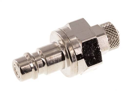 Messing vernickelt DN 7,2 (Euro) Luftkupplungsstopfen 4x6 mm Überwurfmutter Doppelabsperrung