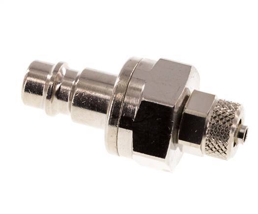 Messing vernickelt DN 7,2 (Euro) Luftkupplungsstopfen 4x6 mm Überwurfmutter Doppelabsperrung