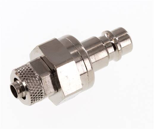 Messing vernickelt DN 7,2 (Euro) Luftkupplungsstopfen 6x8 mm Überwurfmutter Doppelabsperrung