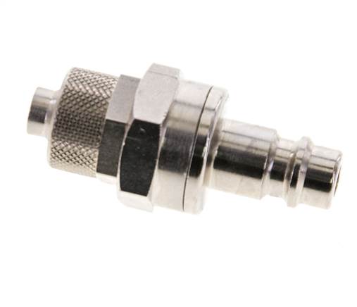Messing vernickelt DN 7,2 (Euro) Luftkupplungsstopfen 8x10 mm Überwurfmutter Doppelabsperrung