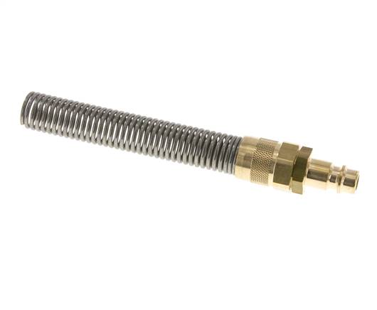 Messing DN 7,2 (Euro) Luftkupplungsstecker 6x8 mm Überwurfmutter Bend-Protect mit Rückschlagventil