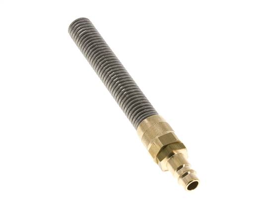 Messing DN 7,2 (Euro) Luftkupplungsstecker 6x8 mm Überwurfmutter Bend-Protect mit Rückschlagventil