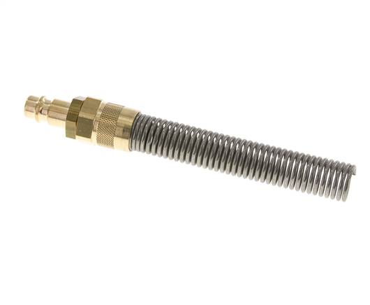 Messing DN 7,2 (Euro) Luftkupplungsstecker 6x8 mm Überwurfmutter Bend-Protect mit Rückschlagventil