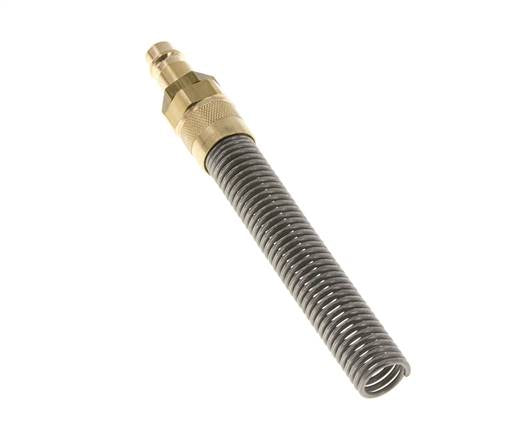 Messing DN 7,2 (Euro) Luftkupplungsstecker 6x8 mm Überwurfmutter Bend-Protect mit Rückschlagventil