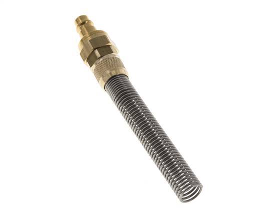 Messing DN 7,2 (Euro) Luftkupplungsstecker 9x12 mm Überwurfmutter Biegeschutz Doppelabsperrung