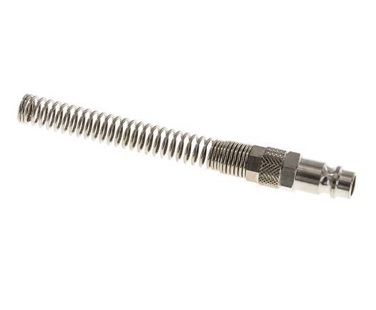 Messing vernickelt DN 7,2 (Euro) Luftkupplungsstecker 6x8 mm Überwurfmutter Biegeschutz