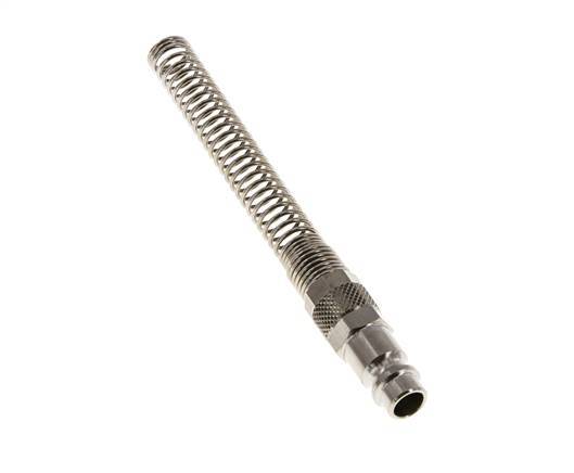 Messing vernickelt DN 7,2 (Euro) Luftkupplungsstecker 6x8 mm Überwurfmutter Biegeschutz
