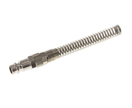 Messing vernickelt DN 7,2 (Euro) Luftkupplungsstecker 6x8 mm Überwurfmutter Biegeschutz