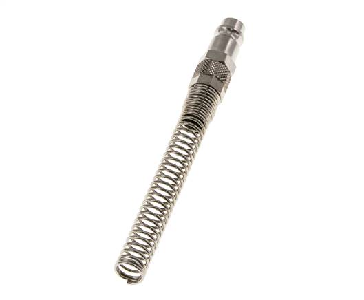 Messing vernickelt DN 7,2 (Euro) Luftkupplungsstecker 6x8 mm Überwurfmutter Biegeschutz