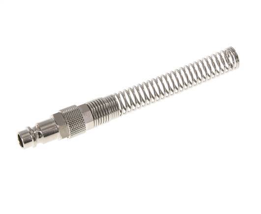 Messing vernickelt DN 7,2 (Euro) Luftkupplungsstecker 8x10 mm Überwurfmutter Biegeschutz