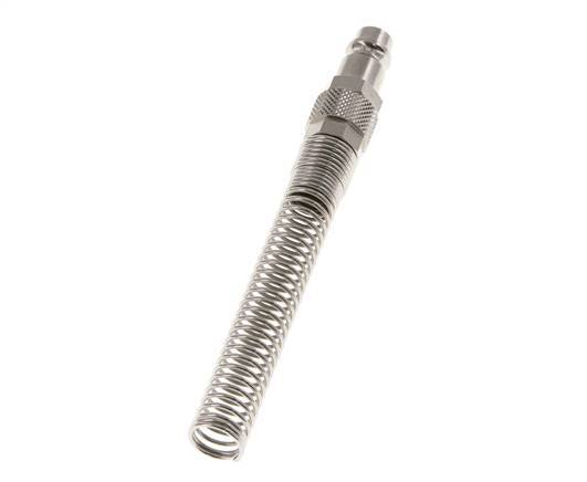 Messing vernickelt DN 7,2 (Euro) Luftkupplungsstecker 8x10 mm Überwurfmutter Biegeschutz