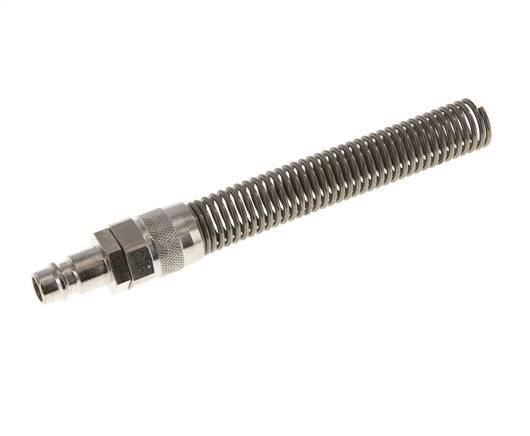 Messing vernickelt DN 7,2 (Euro) Luftkupplungsstecker 9x12 mm Überwurfmutter Biegeschutz