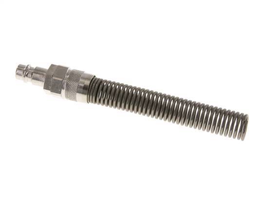 Messing vernickelt DN 7,2 (Euro) Luftkupplungsstecker 9x12 mm Überwurfmutter Biegeschutz