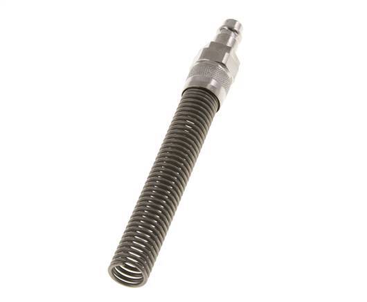 Messing vernickelt DN 7,2 (Euro) Luftkupplungsstecker 9x12 mm Überwurfmutter Biegeschutz