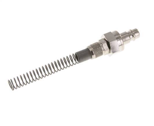 Messing vernickelt DN 7,2 (Euro) Luftkupplungsstecker 6x8 mm Überwurfmutter Biegeschutz Doppelabsperrung