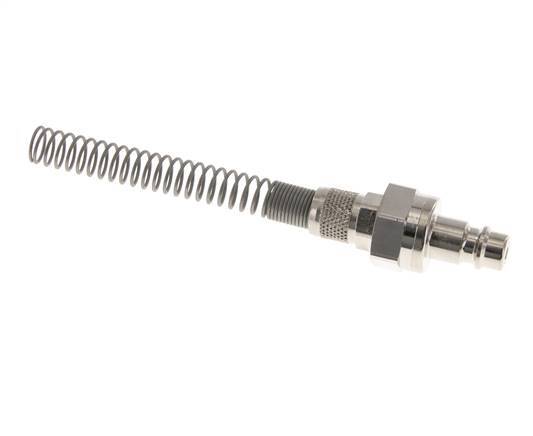 Messing vernickelt DN 7,2 (Euro) Luftkupplungsstecker 6x8 mm Überwurfmutter Biegeschutz Doppelabsperrung