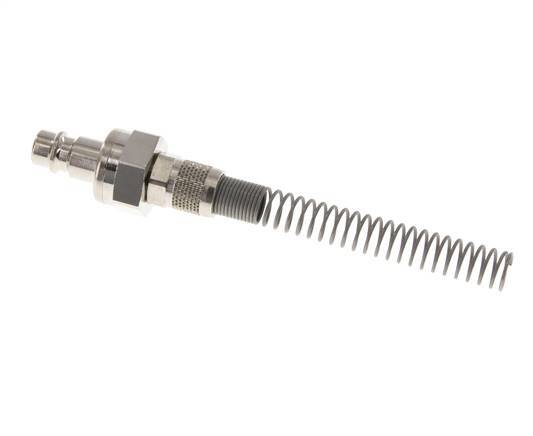 Messing vernickelt DN 7,2 (Euro) Luftkupplungsstecker 6x8 mm Überwurfmutter Biegeschutz Doppelabsperrung