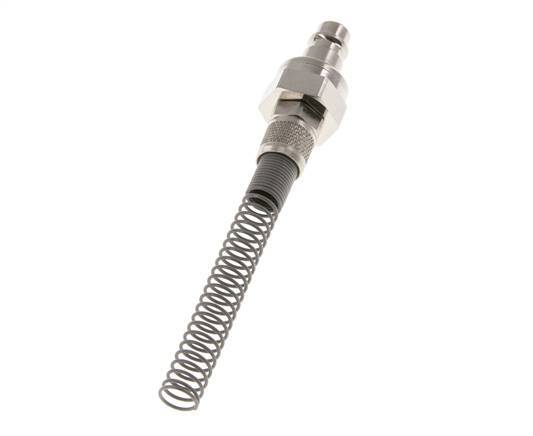 Messing vernickelt DN 7,2 (Euro) Luftkupplungsstecker 6x8 mm Überwurfmutter Biegeschutz Doppelabsperrung