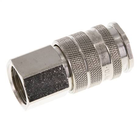 Messing vernickelt DN 10 Luftkupplung Muffe G 1/4 Zoll Innengewinde